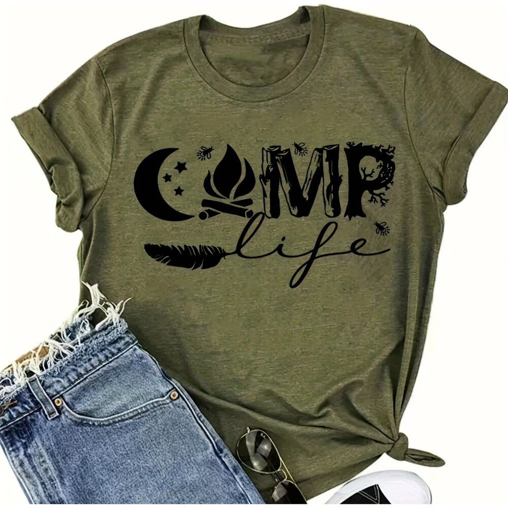 NWOT "Camp‎ Life" Unisex Graphic Tee-Shirt Top